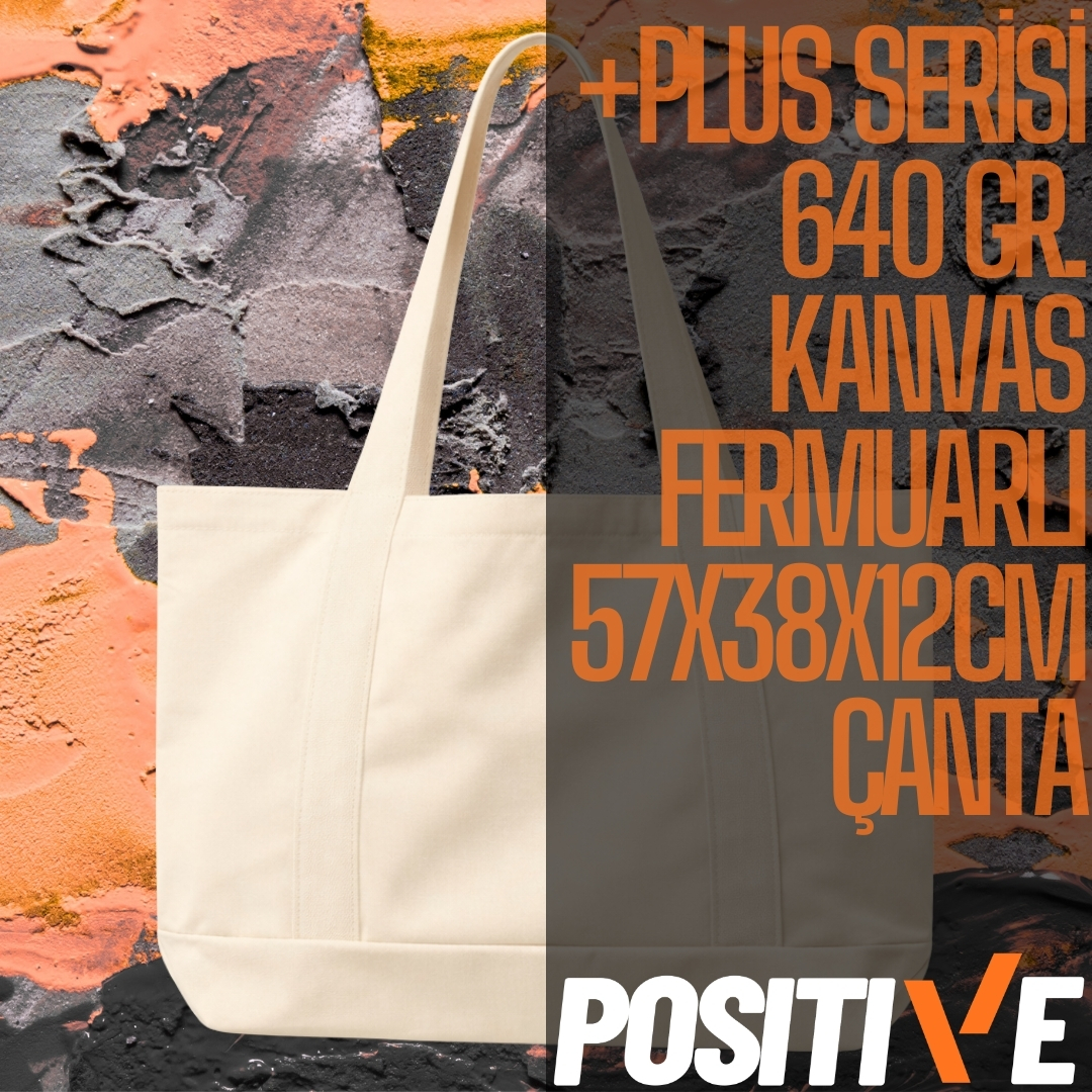 +PLUS SERİSİ 640 GR. KANVAS FERMUARLI  57X38X12CM ÇANTA