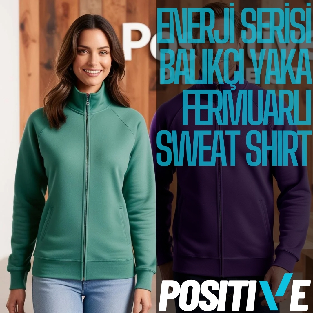 ENERJİ SERİSİ BALIKÇI YAKA FERMUARLI SWEAT SHIRT