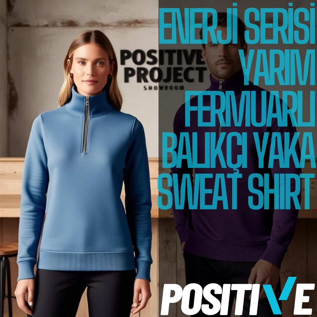 ENERJİ SERİSİ YARIM FERMUARLI  BALIKÇI YAKA SWEAT SHIRT