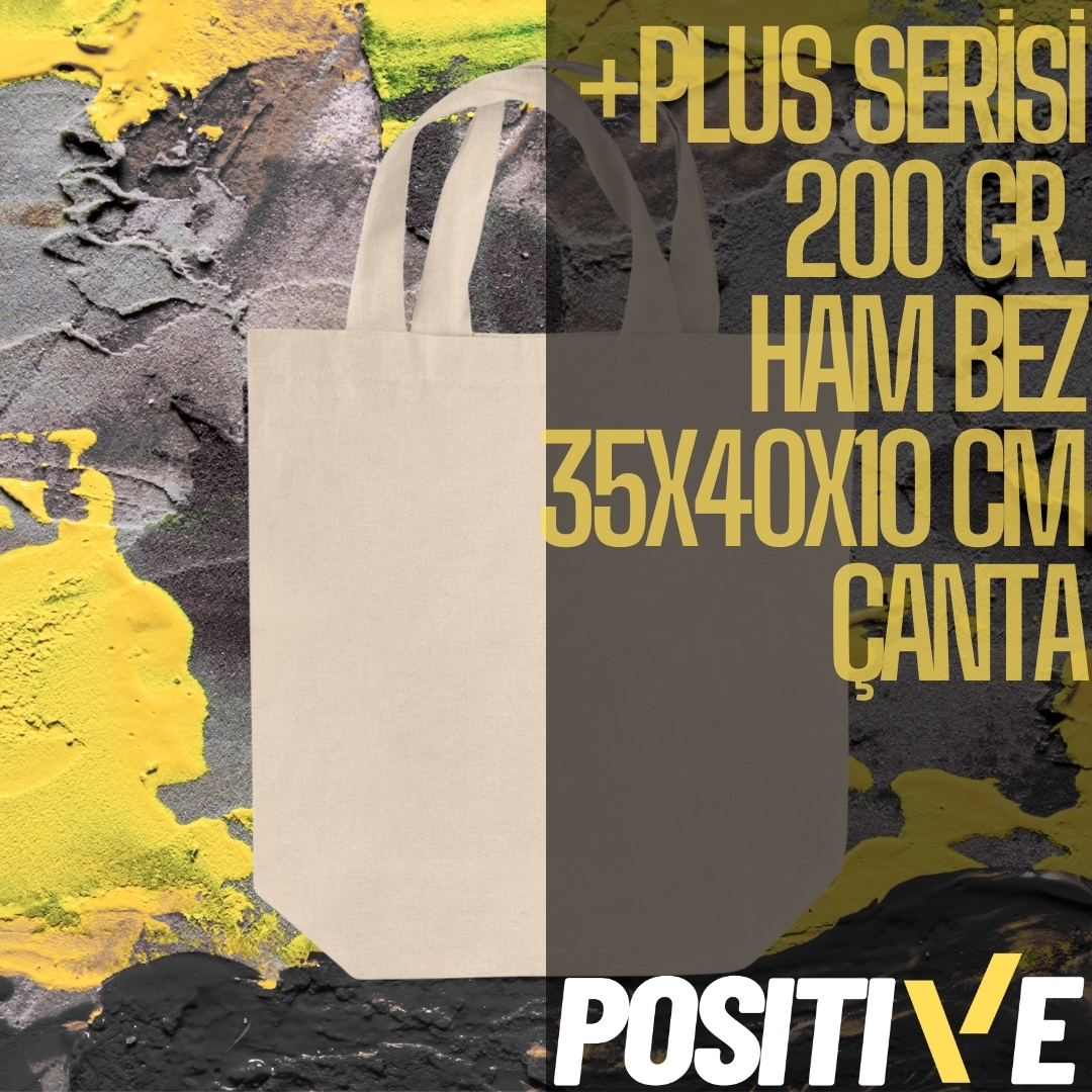 +PLUS SERİSİ 200 GR.  HAM BEZ 35x40x10 CM  ÇANTA