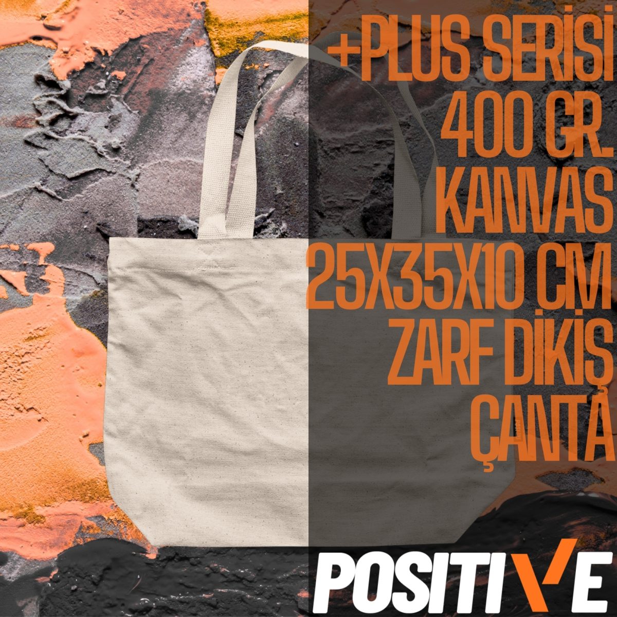 +PLUS SERİSİ 400 GR. KANVAS 25x35x10 CM  ZARF DİKİŞ ÇANTA