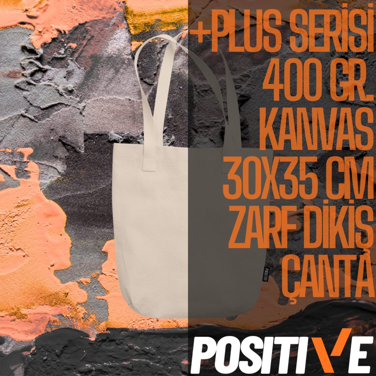 +PLUS SERİSİ 400 GR. KANVAS 30x35 CM ZARF DİKİŞ ÇANTA