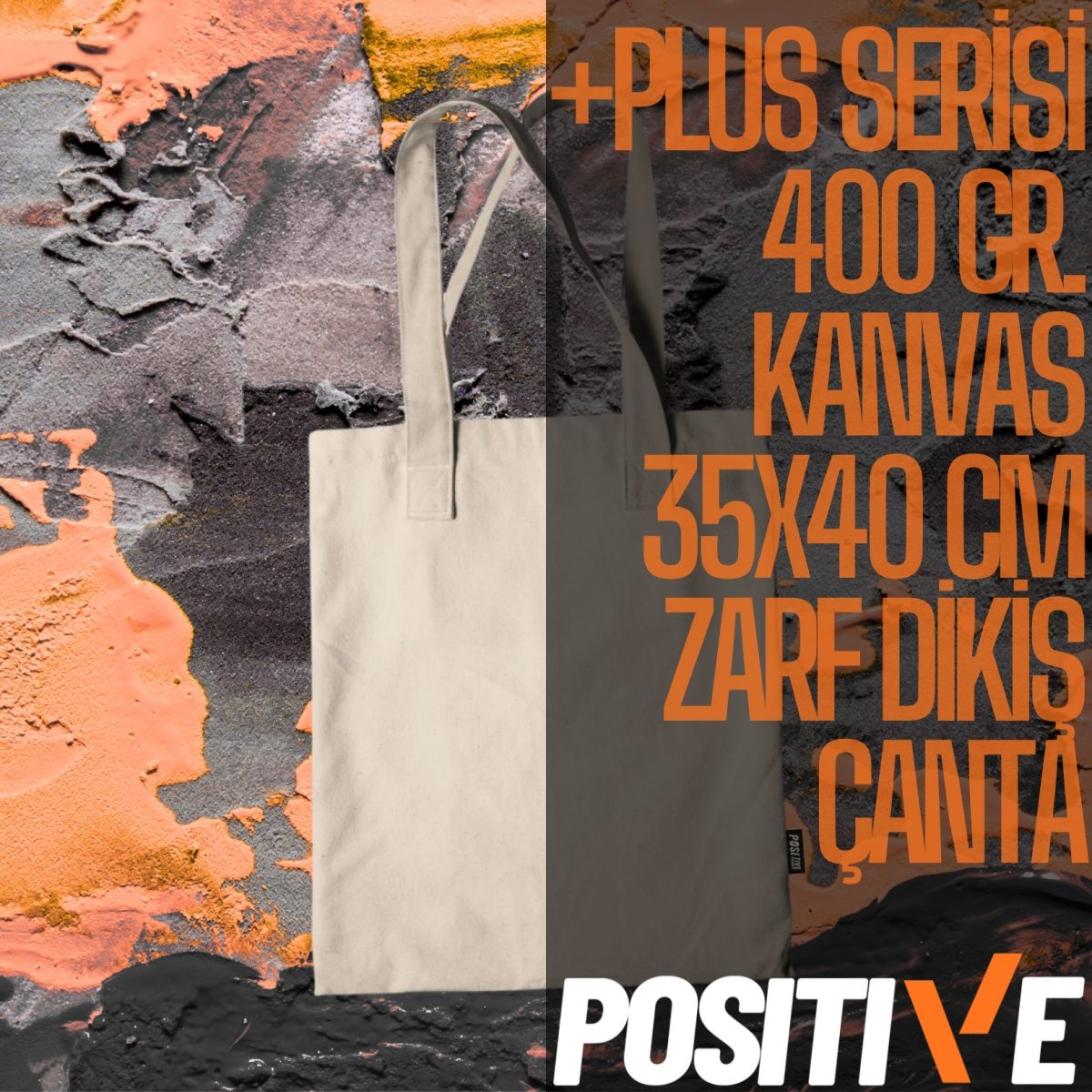 +PLUS SERİSİ 400 GR. KANVAS 35x40 CM ZARF DİKİŞ ÇANTA